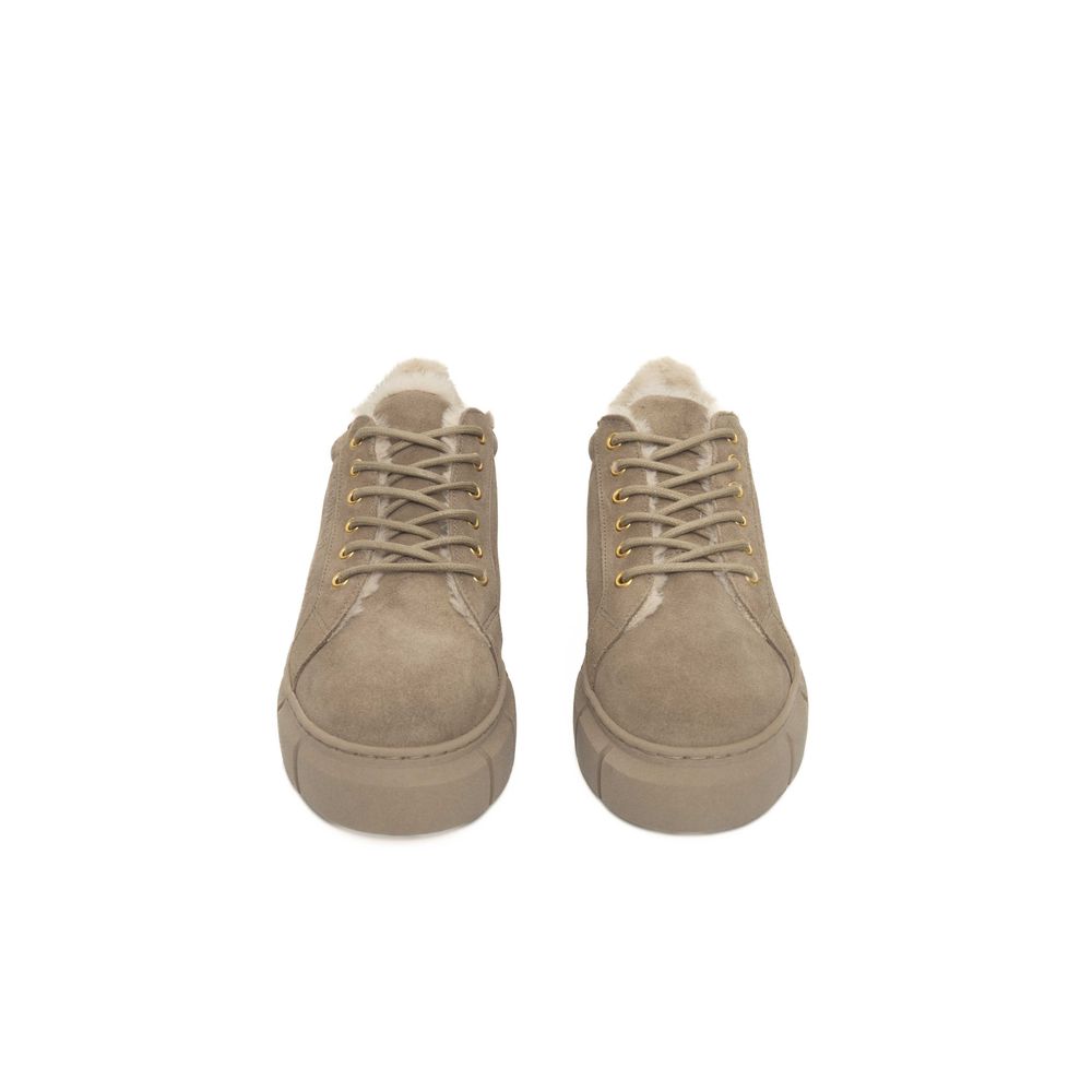 Cerruti 1881 Beige Kalbsleder Damen Plateau Sneaker