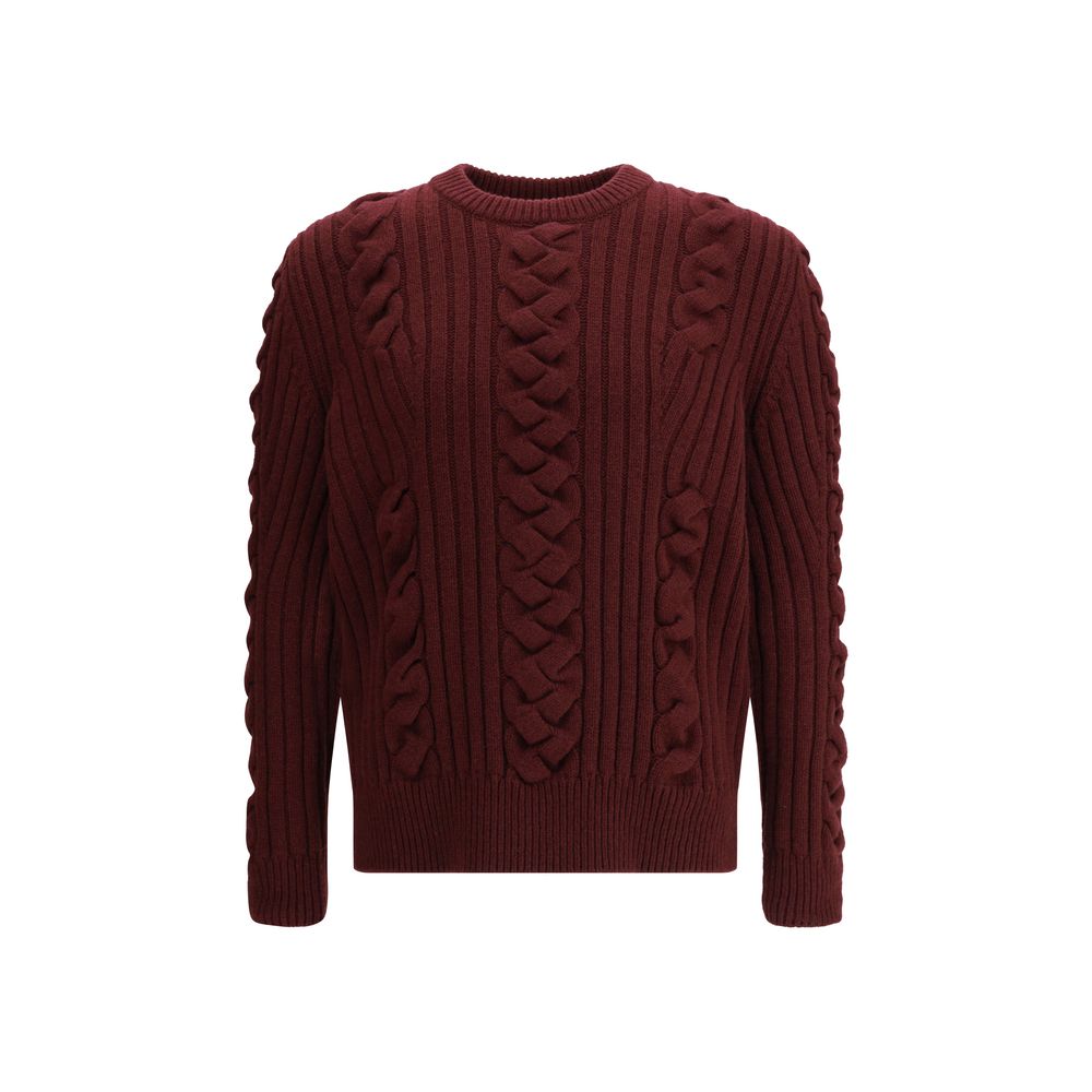Alexander McQueen Kaschmir-Pullover mit Pelz in Bordeaux