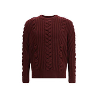 Alexander McQueen Kaschmir-Pullover mit Pelz in Bordeaux