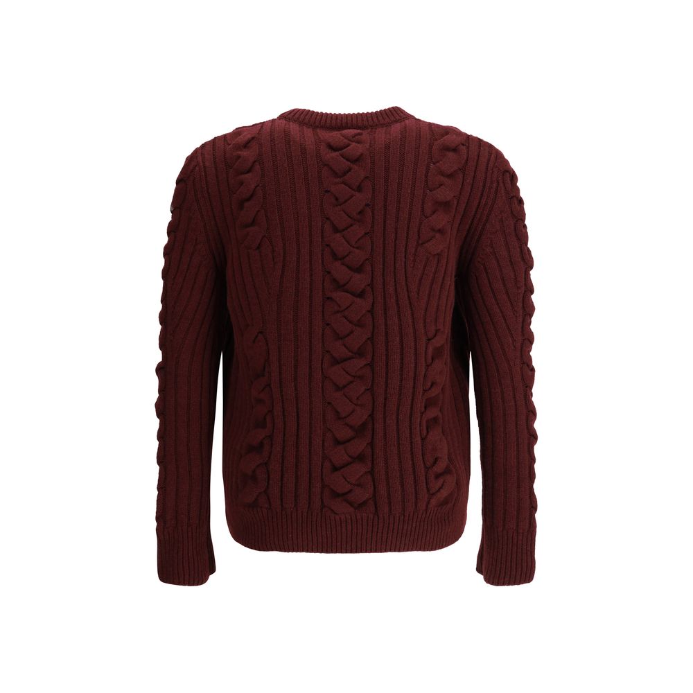 Alexander McQueen Kaschmir-Pullover mit Pelz in Bordeaux