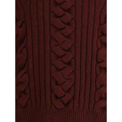 Alexander McQueen Kaschmir-Pullover mit Pelz in Bordeaux