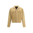 Dsquared² Beigefarbene Leder-Jeansjacke