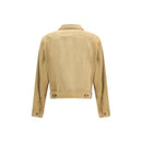 Dsquared² Beigefarbene Leder-Jeansjacke