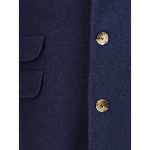 Brunello Cucinelli Blue Cashmere Coat