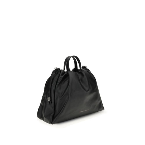 Brunello Cucinelli Black Calfskin Bos Taurus Shoulder Bag
