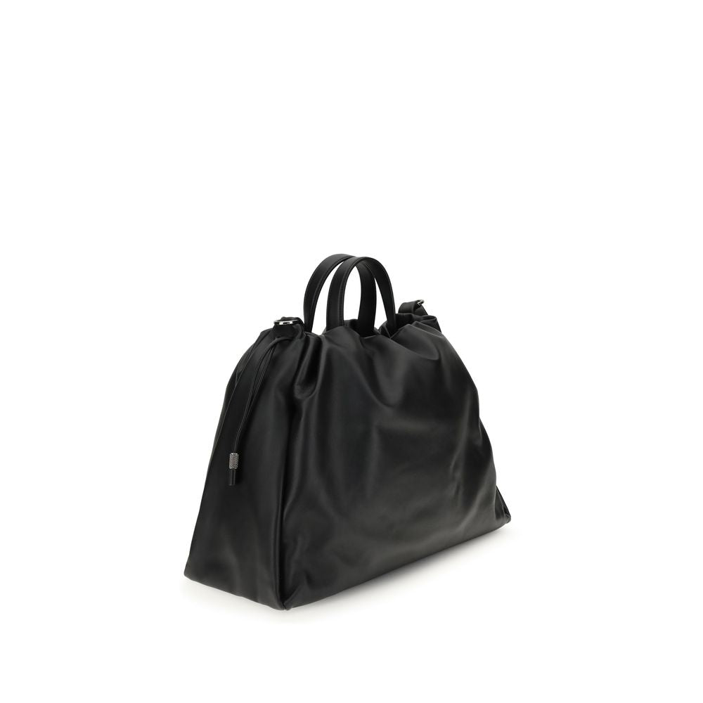 Brunello Cucinelli Black Calfskin Bos Taurus Shoulder Bag