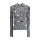 Ganni Schwarzes Viskose-Poloshirt