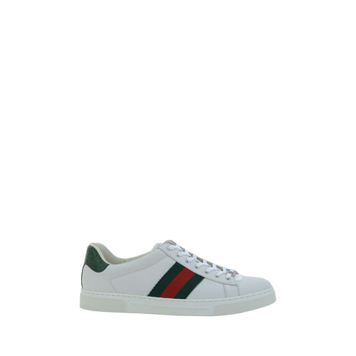 Gucci White Calfskin Bos Taurus Low-Top Sneakers