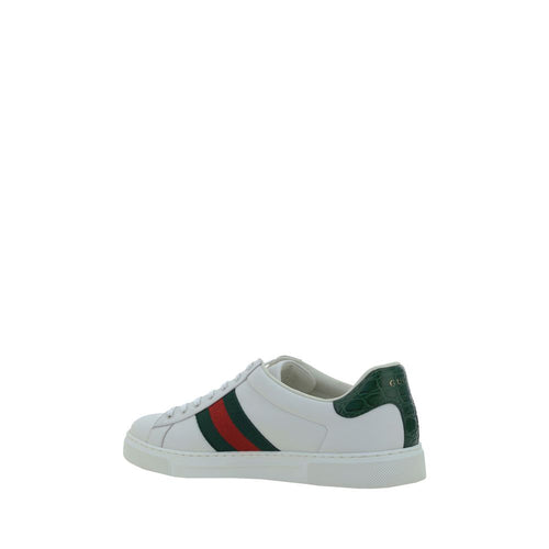 Gucci White Calfskin Bos Taurus Low-Top Sneakers