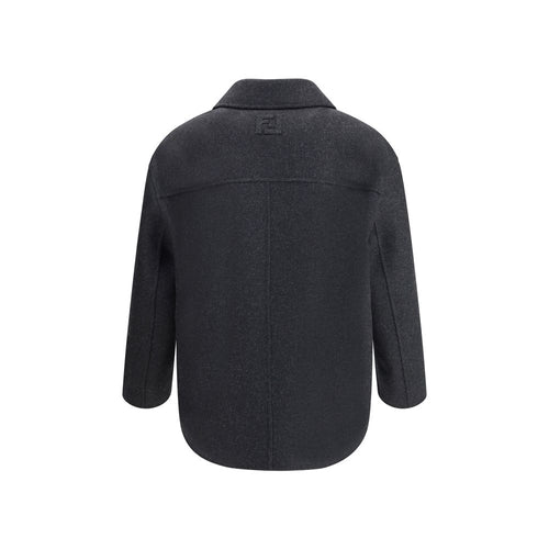 Fendi Wollmantel aus Grauem Fleece