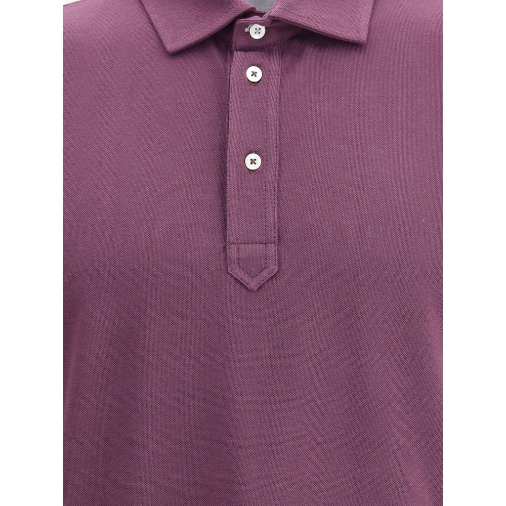 Brunello Cucinelli Baumwoll-Poloshirt in Violett