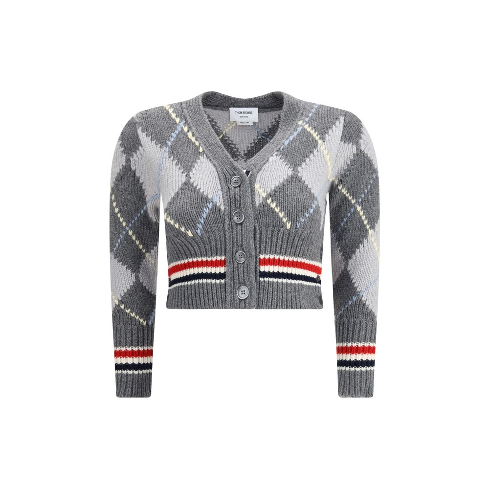 Thom Browne Grauer Fleece-Wollcardigan
