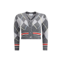 Thom Browne Grauer Fleece-Wollcardigan