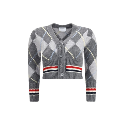 Thom Browne Grauer Fleece-Wollcardigan