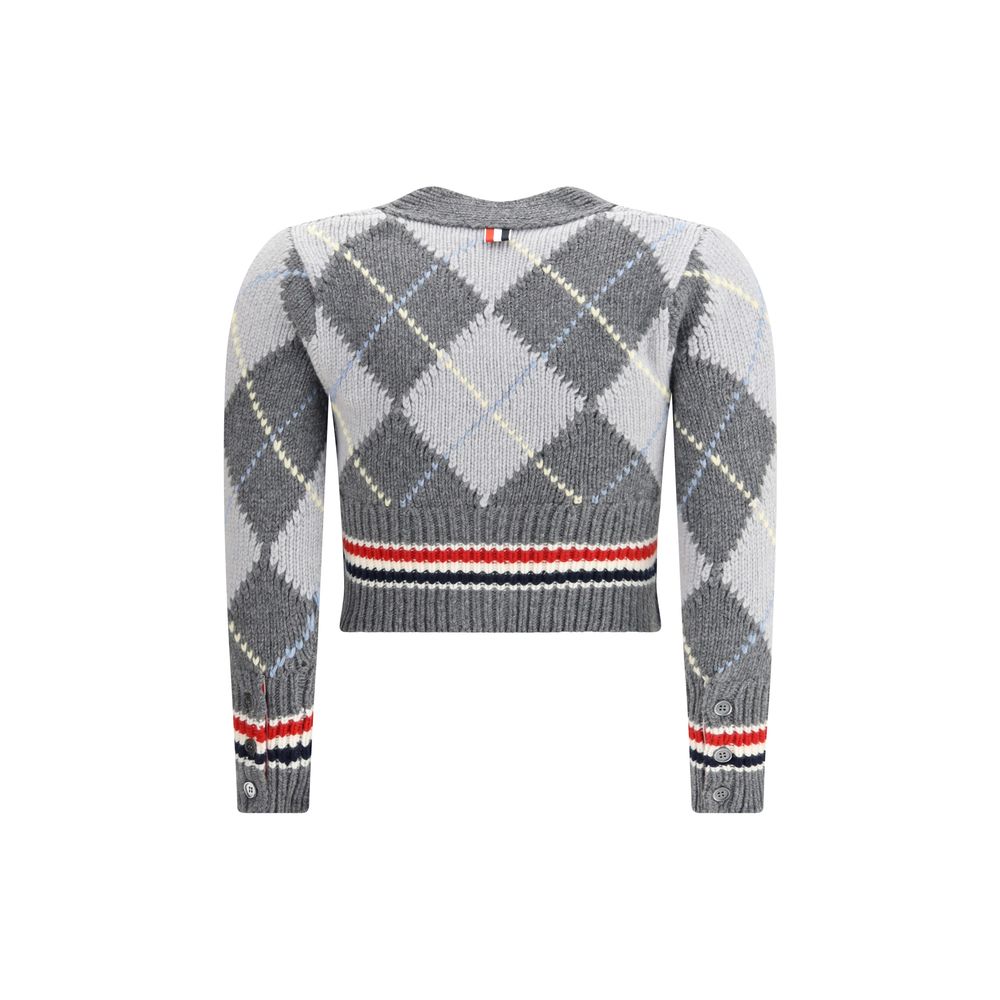 Thom Browne Grauer Fleece-Wollcardigan