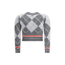 Thom Browne Grauer Fleece-Wollcardigan