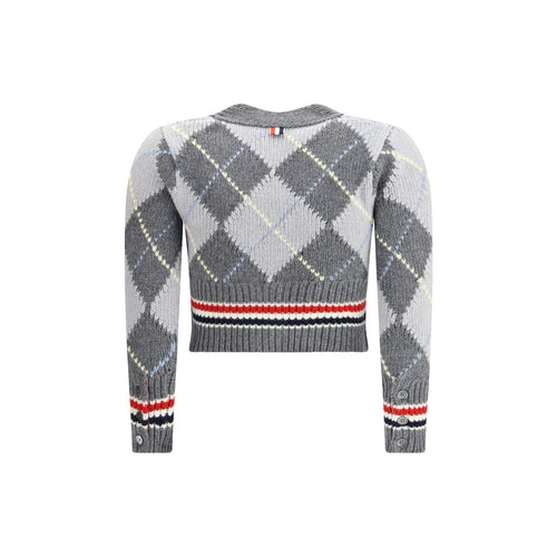 Thom Browne Grauer Fleece-Wollcardigan