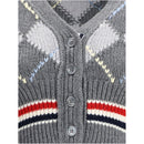 Thom Browne Grauer Fleece-Wollcardigan