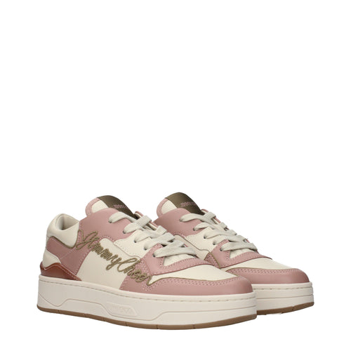 Jimmy Choo Rosa Leder-Sneaker mit niedrigem Schaft