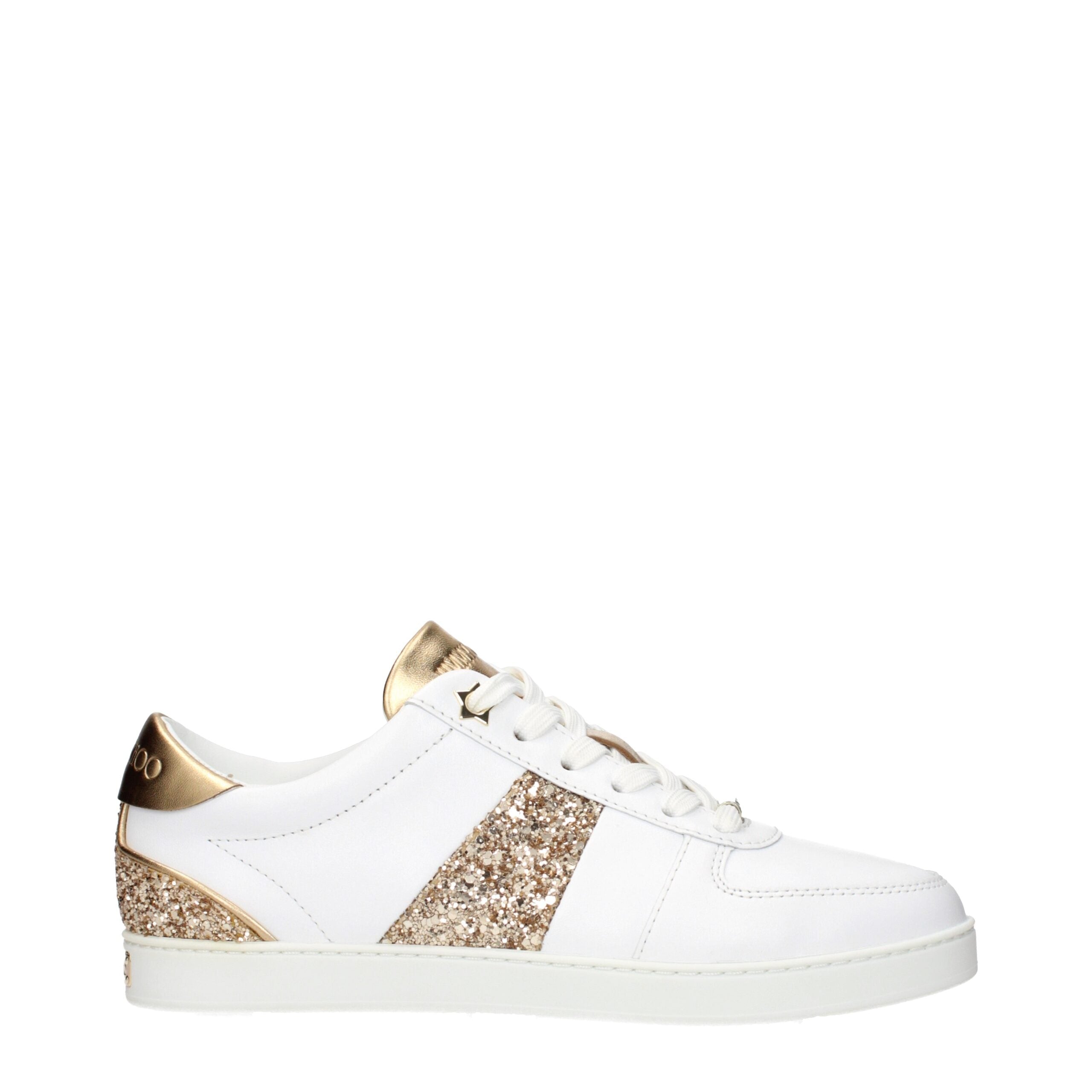 Jimmy Choo Weiße Leder-Sneaker mit niedrigem Schaft