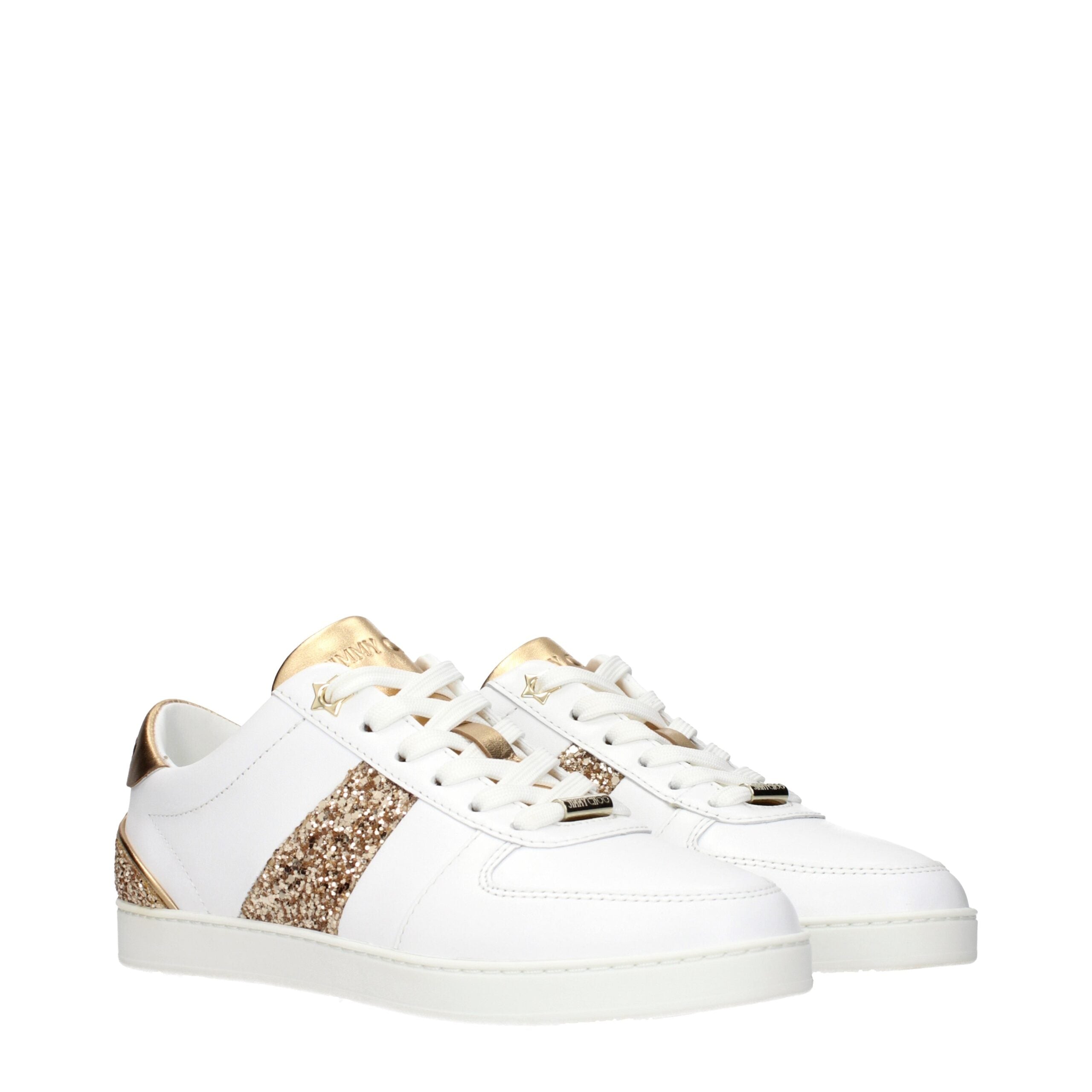 Jimmy Choo Weiße Leder-Sneaker mit niedrigem Schaft