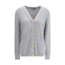 Balmain Grauer Wollcardigan aus Fleece