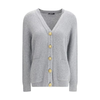 Balmain Grauer Wollcardigan aus Fleece