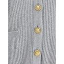 Balmain Grauer Wollcardigan aus Fleece
