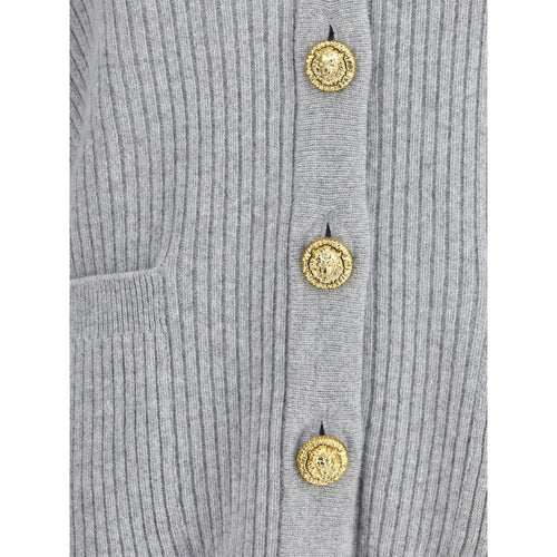 Balmain Grauer Wollcardigan aus Fleece