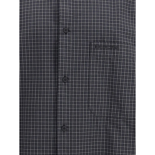 Balenciaga Kariertes Wollhemd in Schwarz