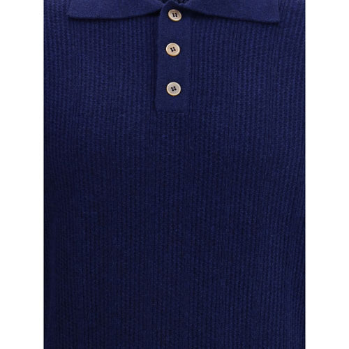 Brunello Cucinelli Blaues Kaschmir-Poloshirt