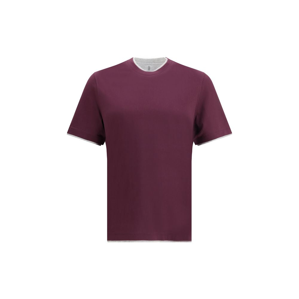 Brunello Cucinelli Baumwoll-T-Shirt in Violett
