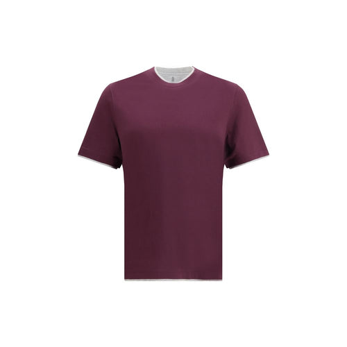Brunello Cucinelli Baumwoll-T-Shirt in Violett
