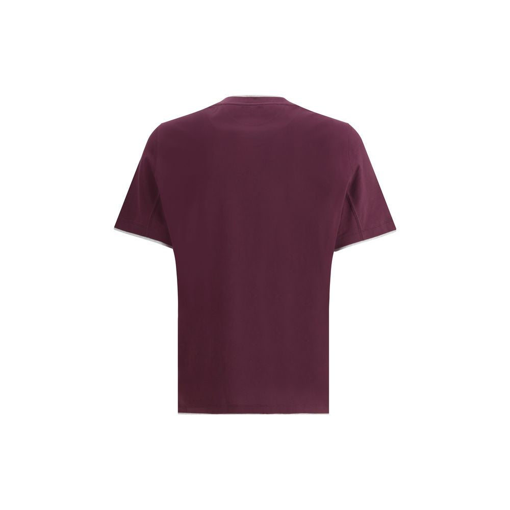 Brunello Cucinelli Baumwoll-T-Shirt in Violett