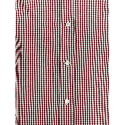 Brunello Cucinelli Checked Cotton Shirt in Red