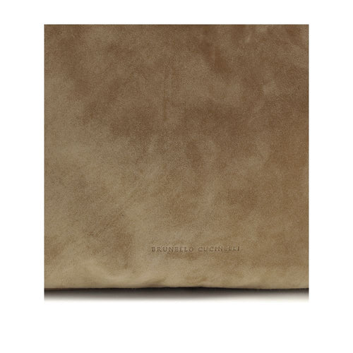 Brunello Cucinelli Beigefarbene Kalbshaut Bos Taurus Schultertasche