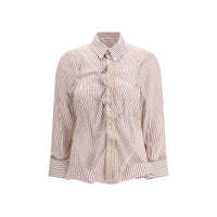 Margiela cotton shirt with stripes and tulle