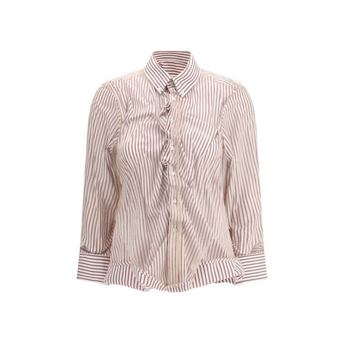 Margiela cotton shirt with stripes and tulle