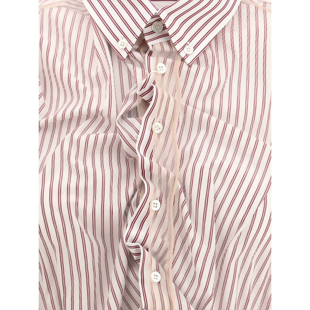 Margiela cotton shirt with stripes and tulle
