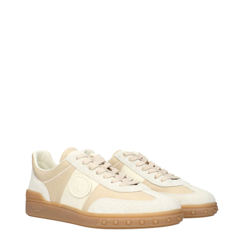 Valentino Garavani Beigefarbene Sneakers aus Stoff mit niedrigem Schaft