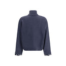Brunello Cucinelli Blauer Woll-Rollkragenpullover aus Fleece