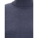 Brunello Cucinelli Blauer Woll-Rollkragenpullover aus Fleece