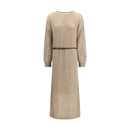 Brunello Cucinelli Beigefarbenes Mohair-Kleid im Casual-Look