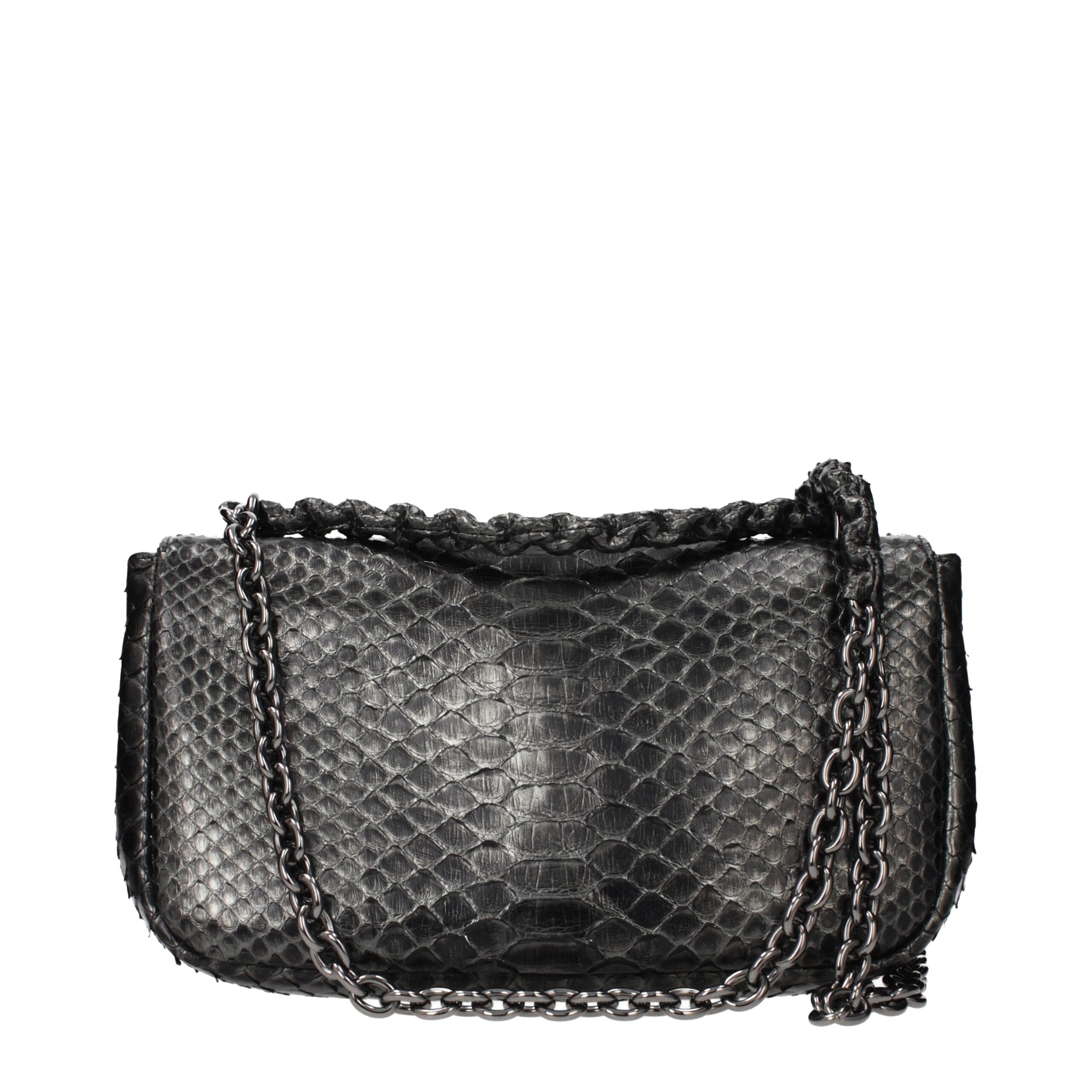 Tom Ford Silbergraue Schultertasche aus Pythonleder