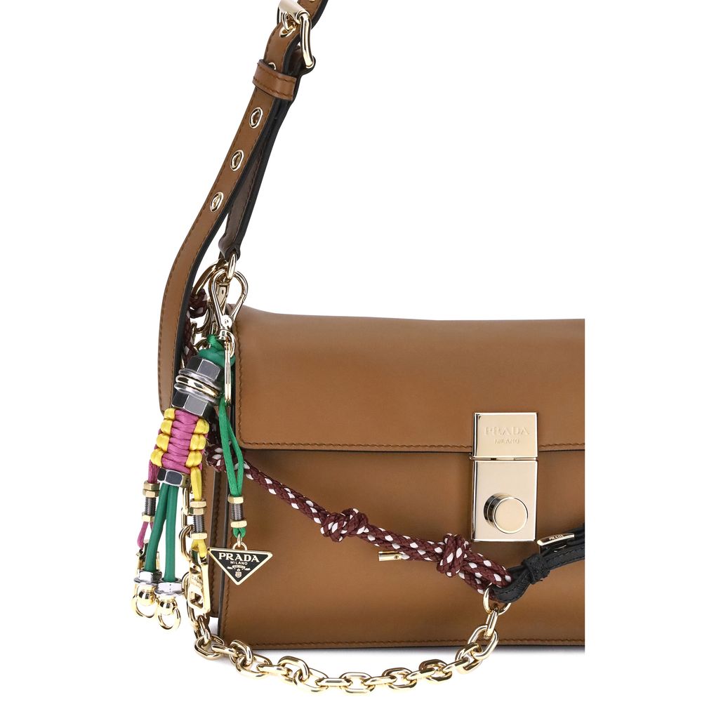 Prada Braune Kalbsleder Bos Taurus Schultertasche