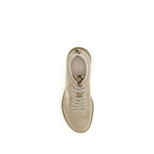 Burberry Beige Kalb Leder Bos Taurus Sportschuhe