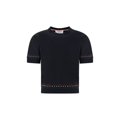Thom Browne Schwarzes Baumwoll-T-Shirt