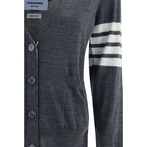 Thom Browne Grau melierter Woll-Poloshirt