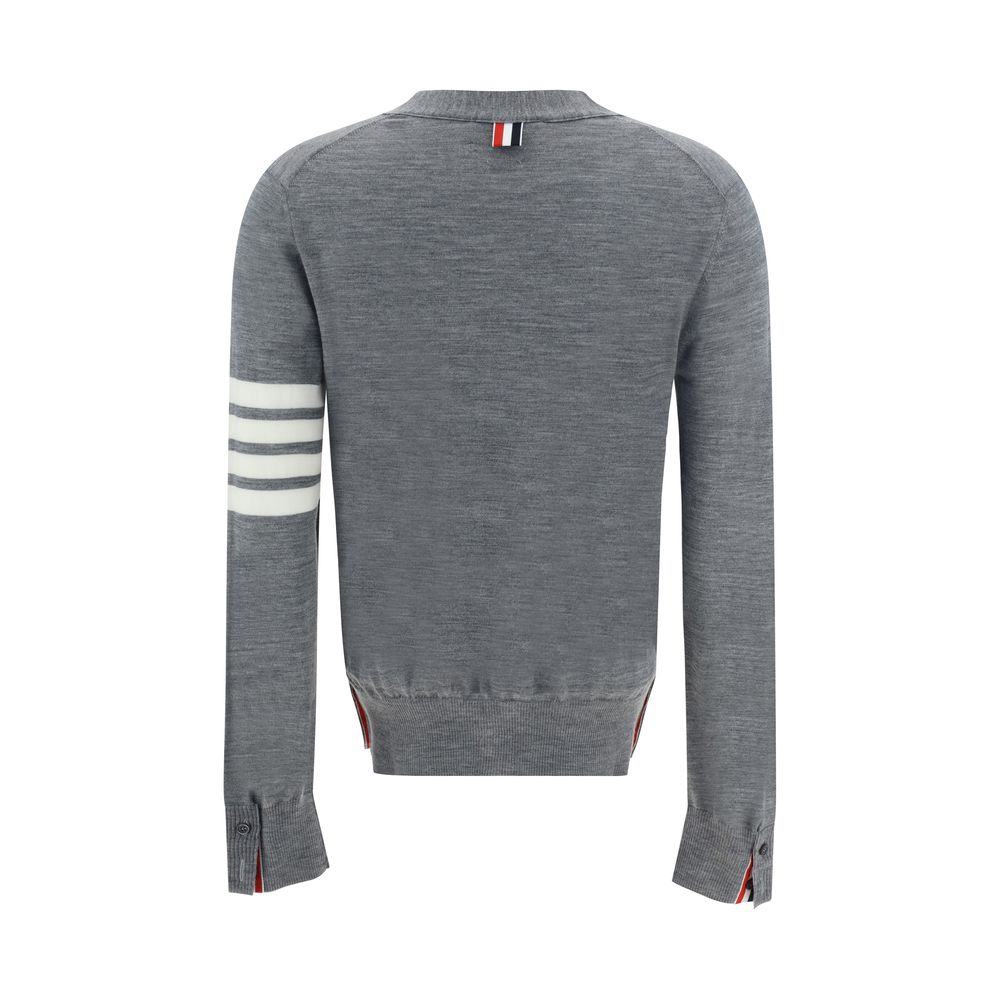 Thom Browne Grau melierter Woll-Poloshirt