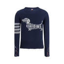 Thom Browne Blauer Fleece-Wollpullover